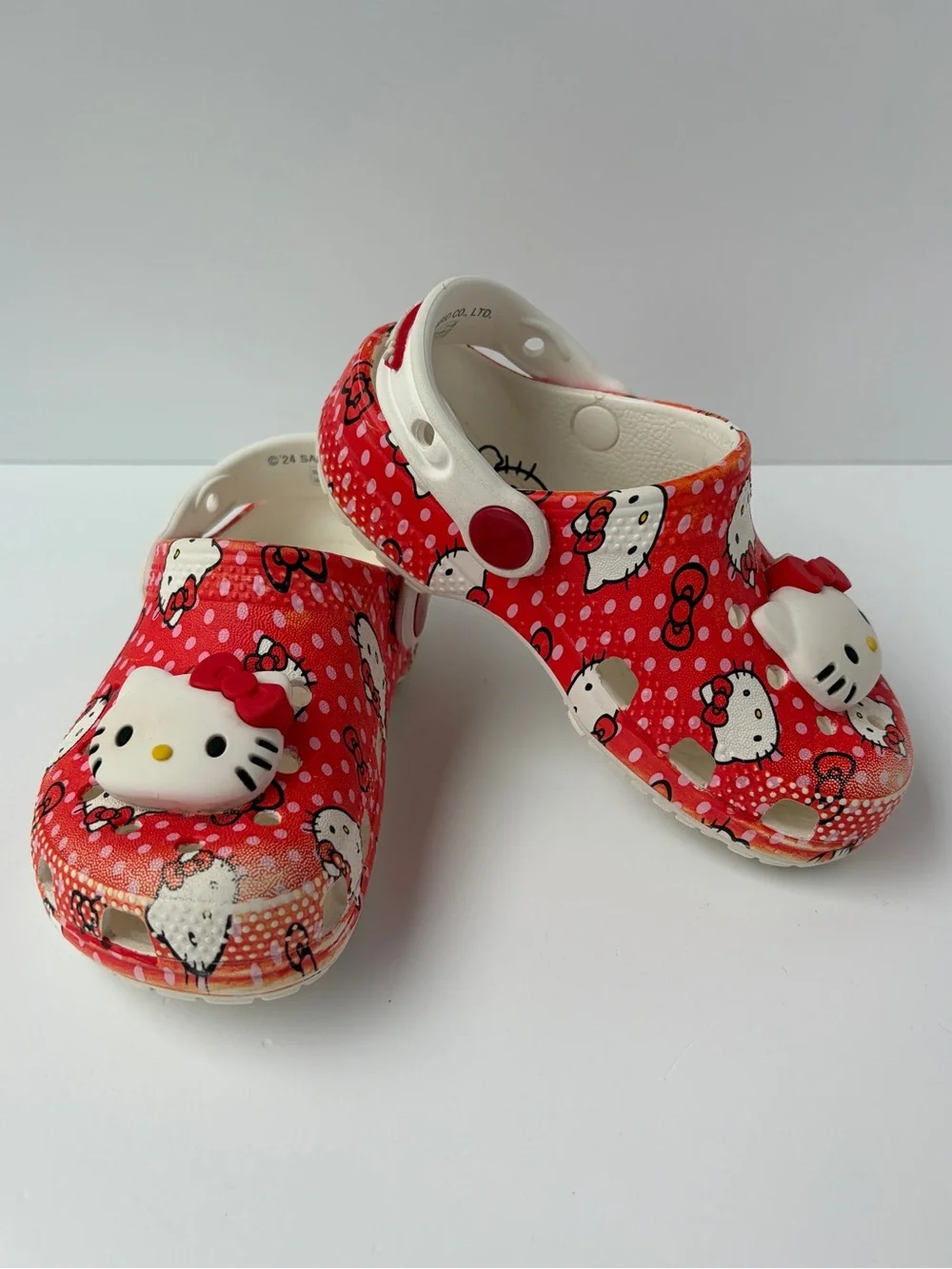 Crocs X Hello Kitty Sandals Slip On‎ Clogs Red & White Toddler C9